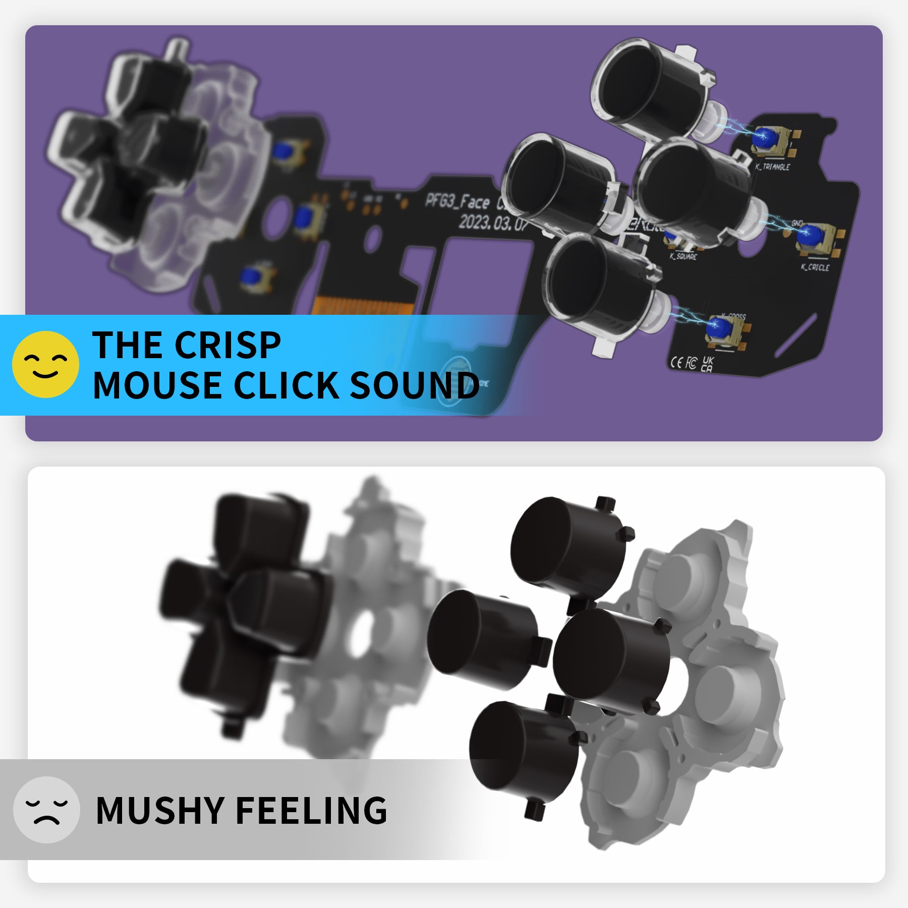 eXtremeRate Custom Tactile Dpad & Action Buttons Face Clicky Kit for PS5 Controller BDM-030 eXtremeRate