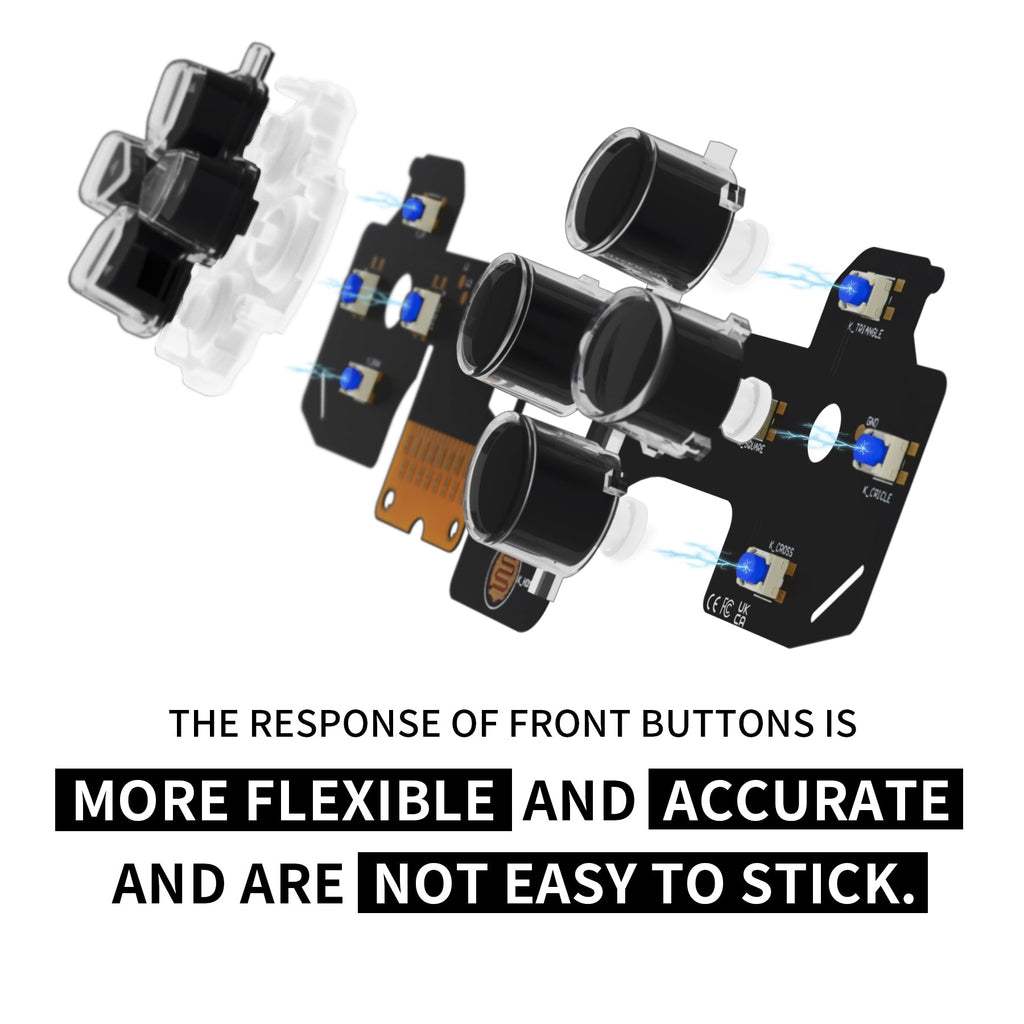 eXtremeRate Custom Tactile Dpad & Action Buttons Face Clicky Kit for PS5 Controller BDM-030 eXtremeRate