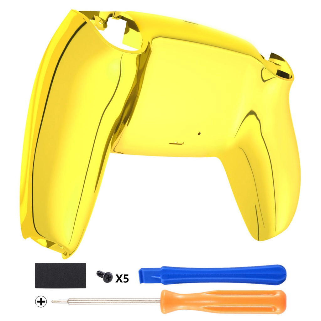 eXtremeRate Replacement Back Housing Bottom Shell Compatible with PS5 Controller BDM-010/020/030/040/050 - Chrome Gold Glossy eXtremeRate