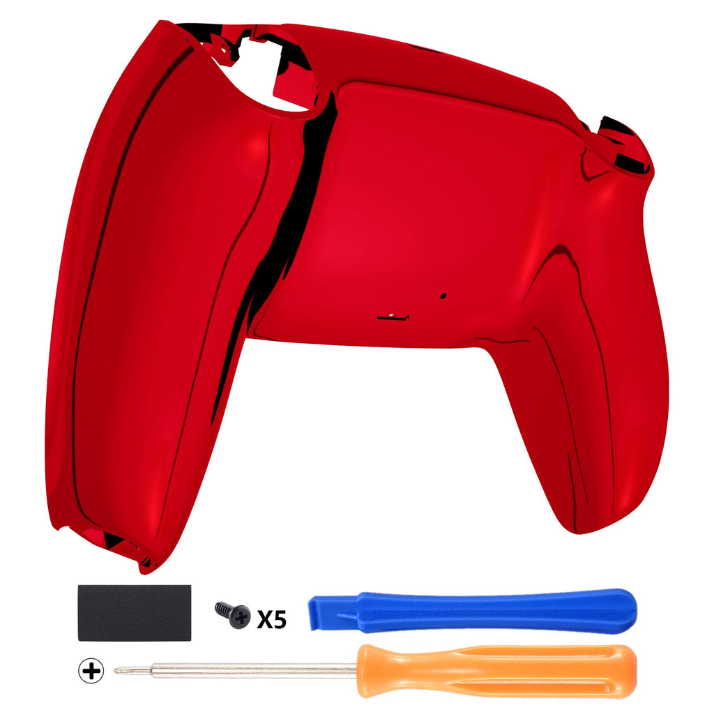 eXtremeRate Replacement Back Housing Bottom Shell Compatible with PS5 Controller BDM-010/020/030/040/050 - Chrome Red Glossy eXtremeRate