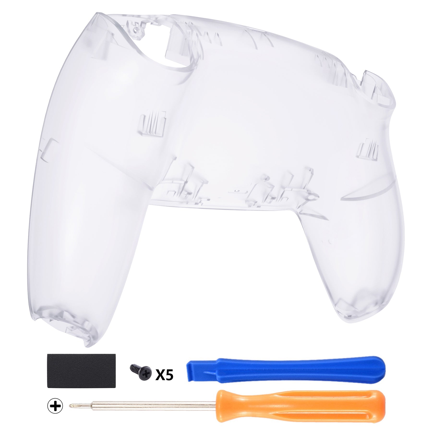 eXtremeRate Replacement Back Housing Bottom Shell Compatible with PS5 Controller BDM-010/020/030/040/050 - Clear eXtremeRate