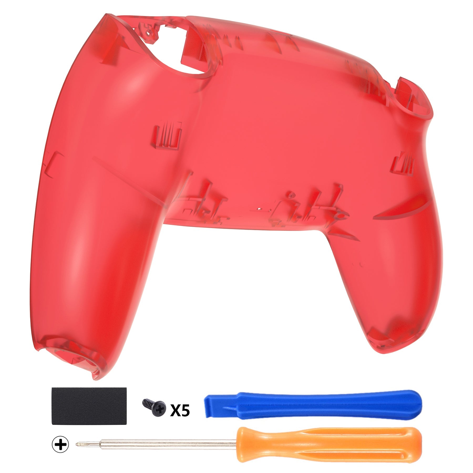 eXtremeRate Replacement Back Housing Bottom Shell Compatible with PS5 Controller BDM-010/020/030/040/050 - Clear Red eXtremeRate