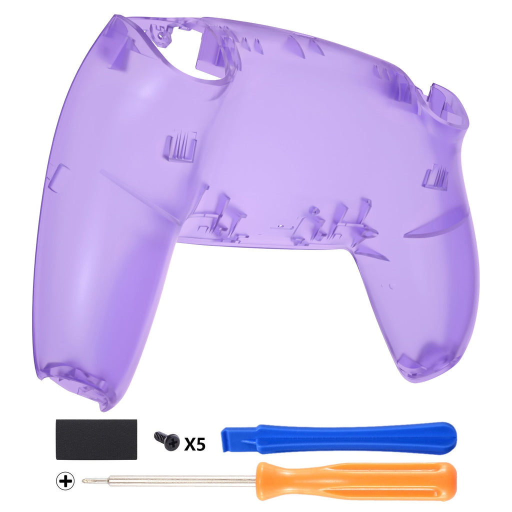 eXtremeRate Replacement Back Housing Bottom Shell Compatible with PS5 Controller BDM-010/020/030/040/050 - Clear Atomic Purple eXtremeRate