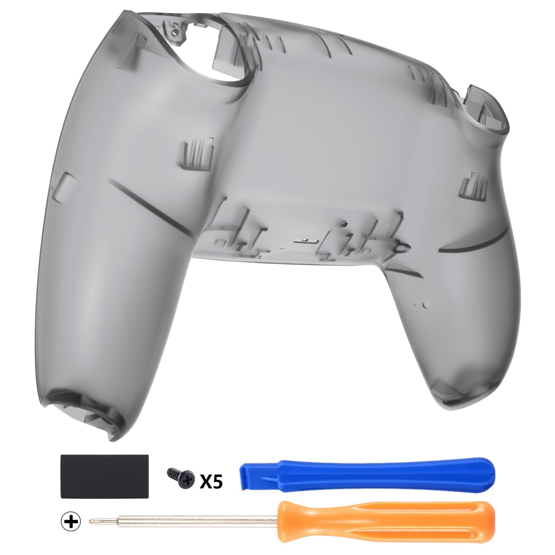 eXtremeRate Replacement Back Housing Bottom Shell Compatible with PS5 Controller BDM-010/020/030/040/050 - Clear Black eXtremeRate