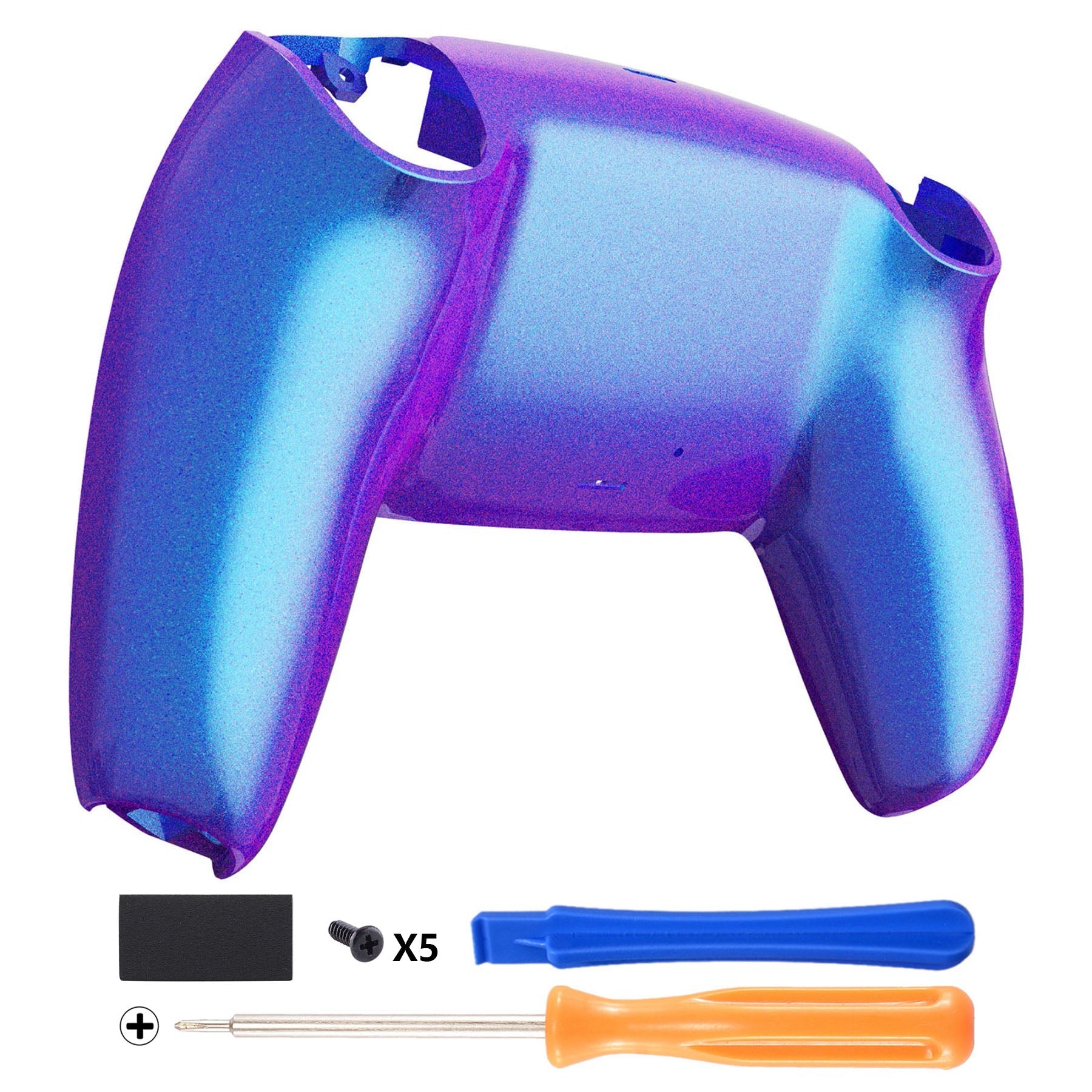 eXtremeRate Replacement Back Housing Bottom Shell Compatible with PS5 Controller BDM-010/020/030/040/050 - Chameleon Purple Blue Glossy eXtremeRate