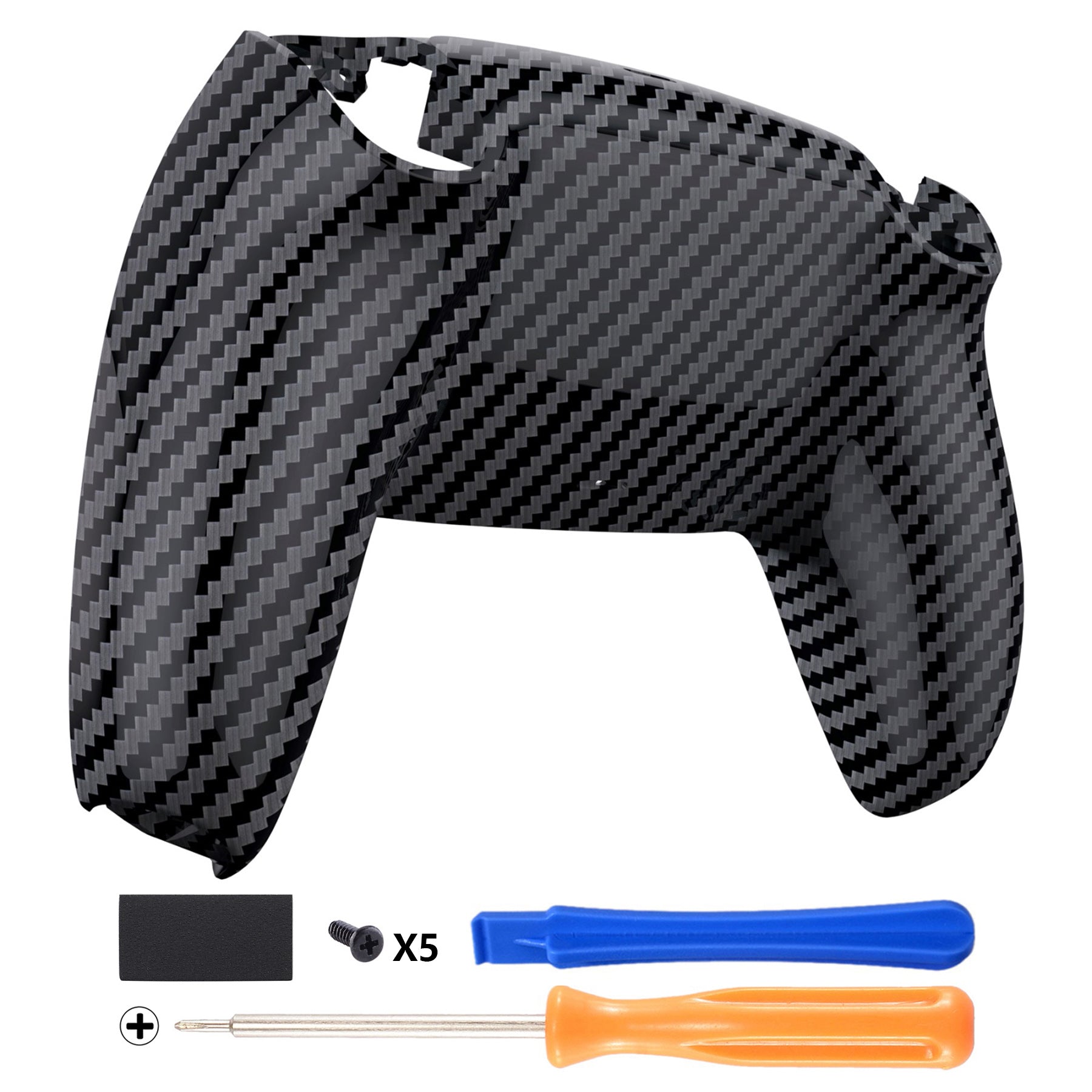 eXtremeRate Replacement Back Housing Bottom Shell Compatible with PS5 Controller BDM-010/020/030/040/050 - Graphite Carbon Fiber eXtremeRate