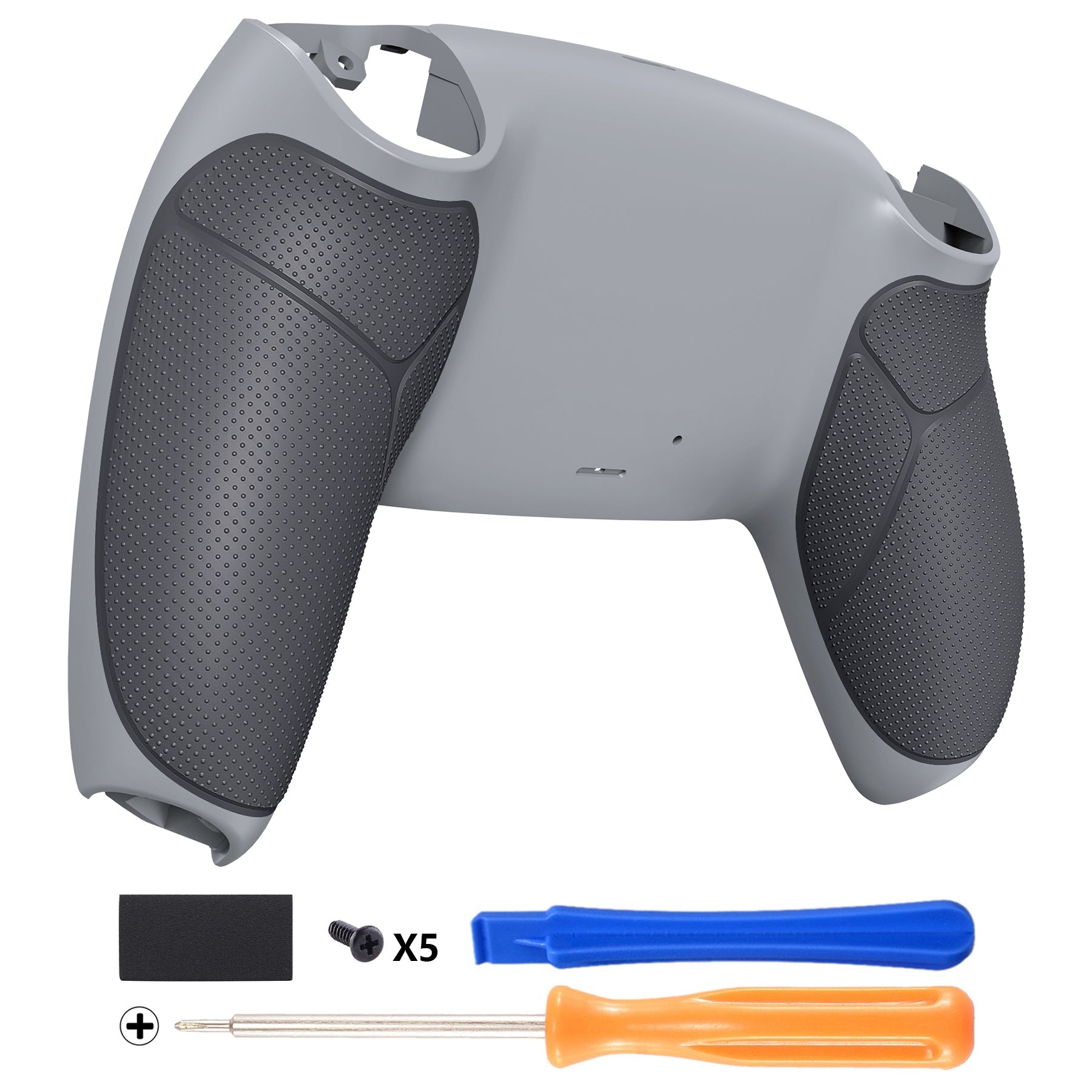 eXtremeRate Performance Grip Replacement Back Housing Bottom Shell Compatible with PS5 Controller BDM-010/020/030/040/050 - Rubberized New Hope Gray & Classic Gray eXtremeRate