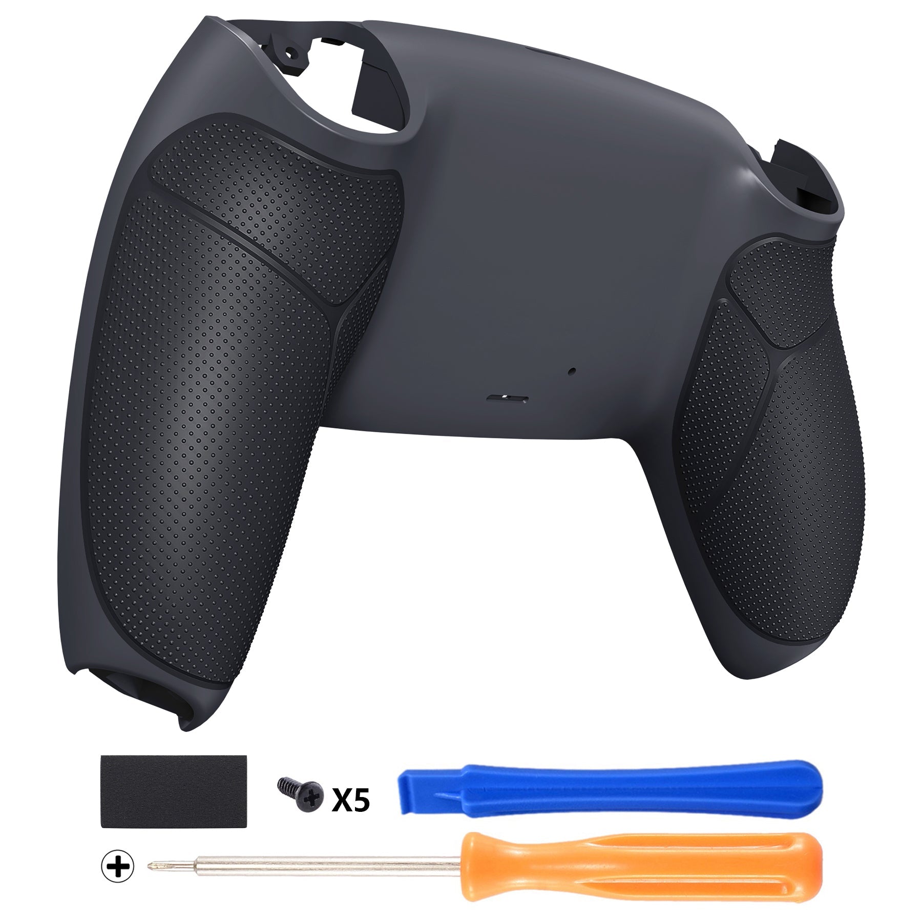 eXtremeRate Performance Grip Replacement Back Housing Bottom Shell Compatible with PS5 Controller BDM-010/020/030/040/050 - Rubberized Classic Gray & Dark Gray eXtremeRate