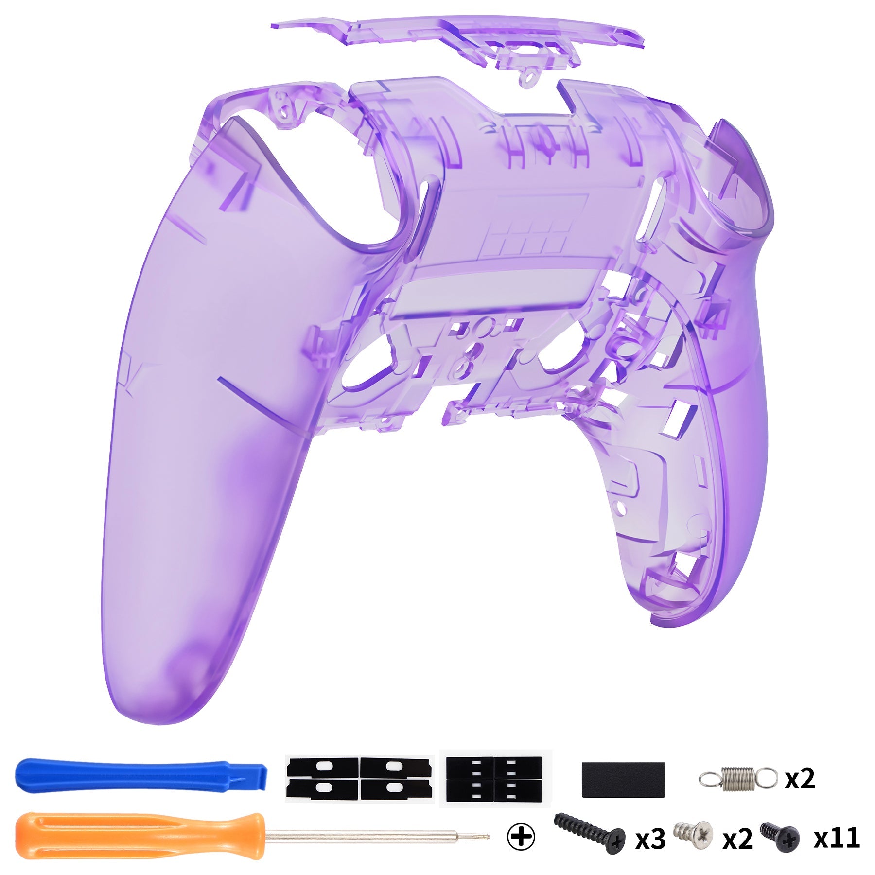 eXtremeRate Replacement Back Housing Bottom Shell Compatible with PS5 Edge Controller - Clear Atomic Purple eXtremeRate