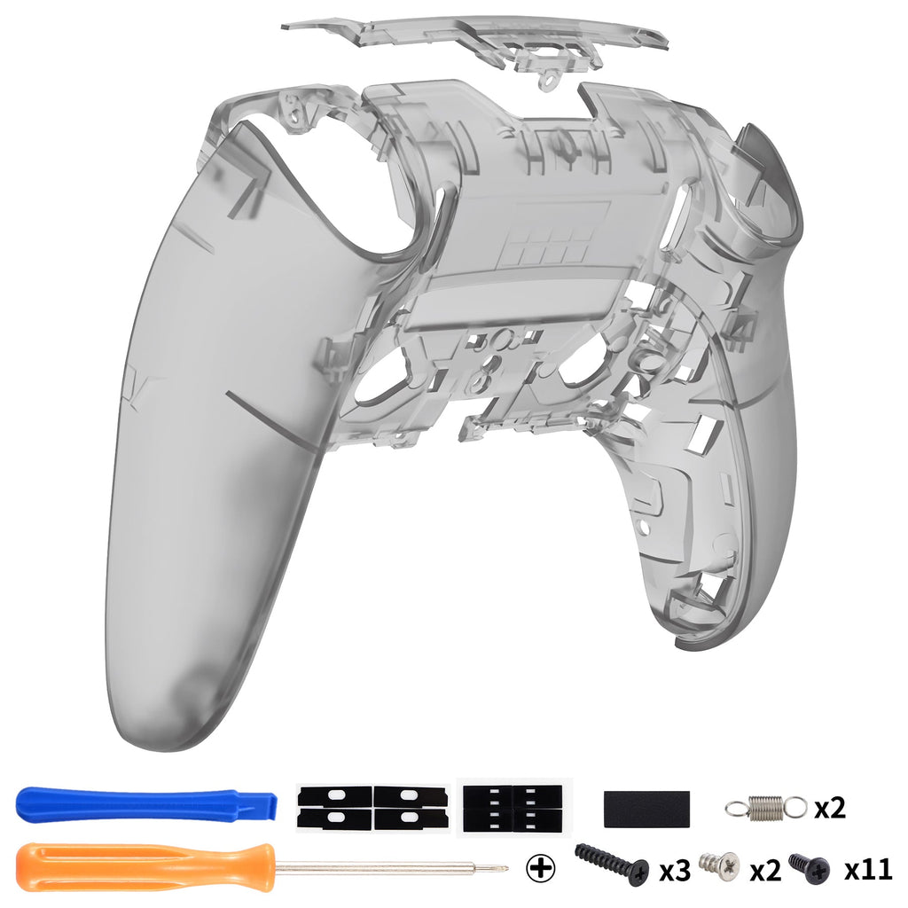 eXtremeRate Replacement Back Housing Bottom Shell Compatible with PS5 Edge Controller - Clear Black eXtremeRate
