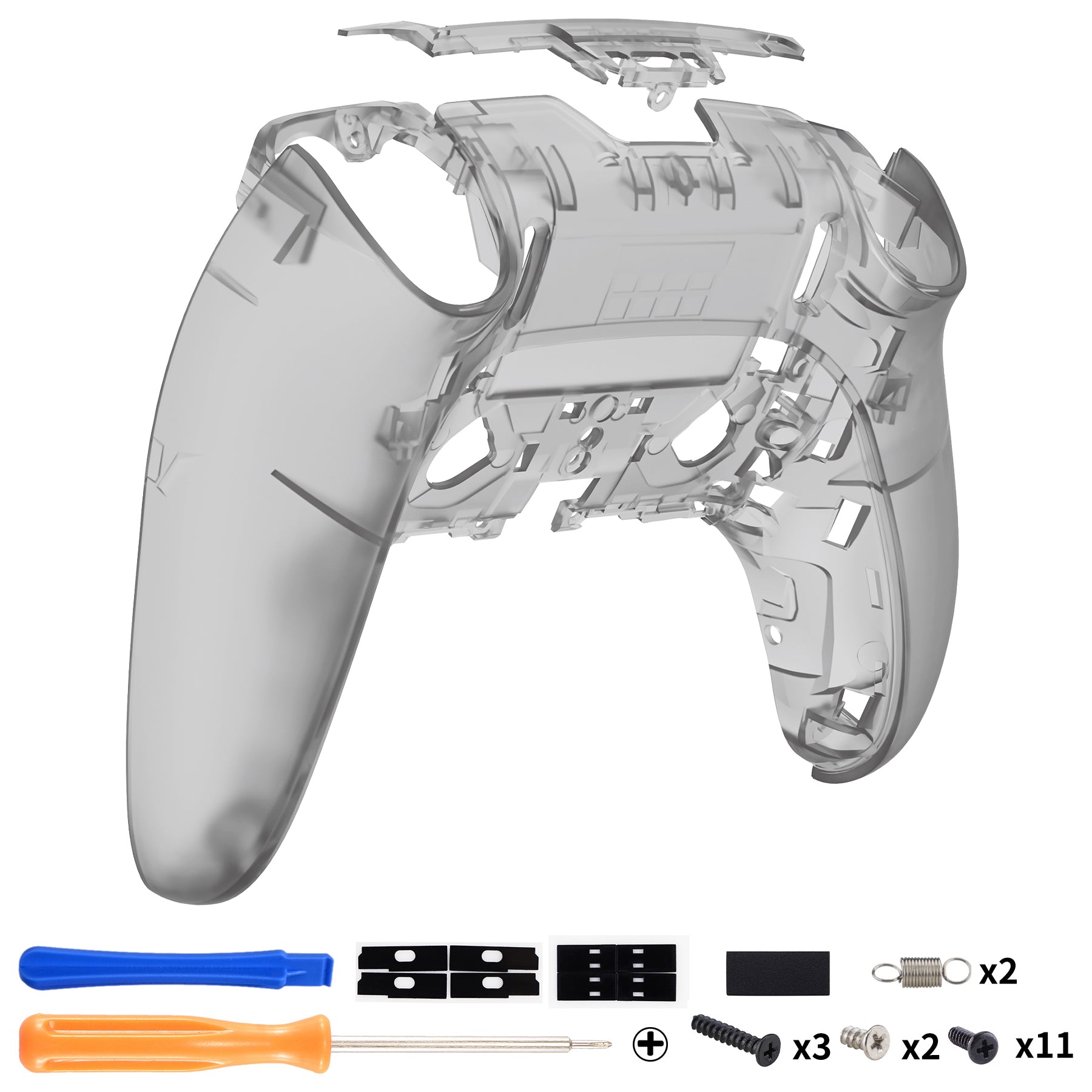 eXtremeRate Replacement Back Housing Bottom Shell Compatible with PS5 Edge Controller - Clear Black eXtremeRate