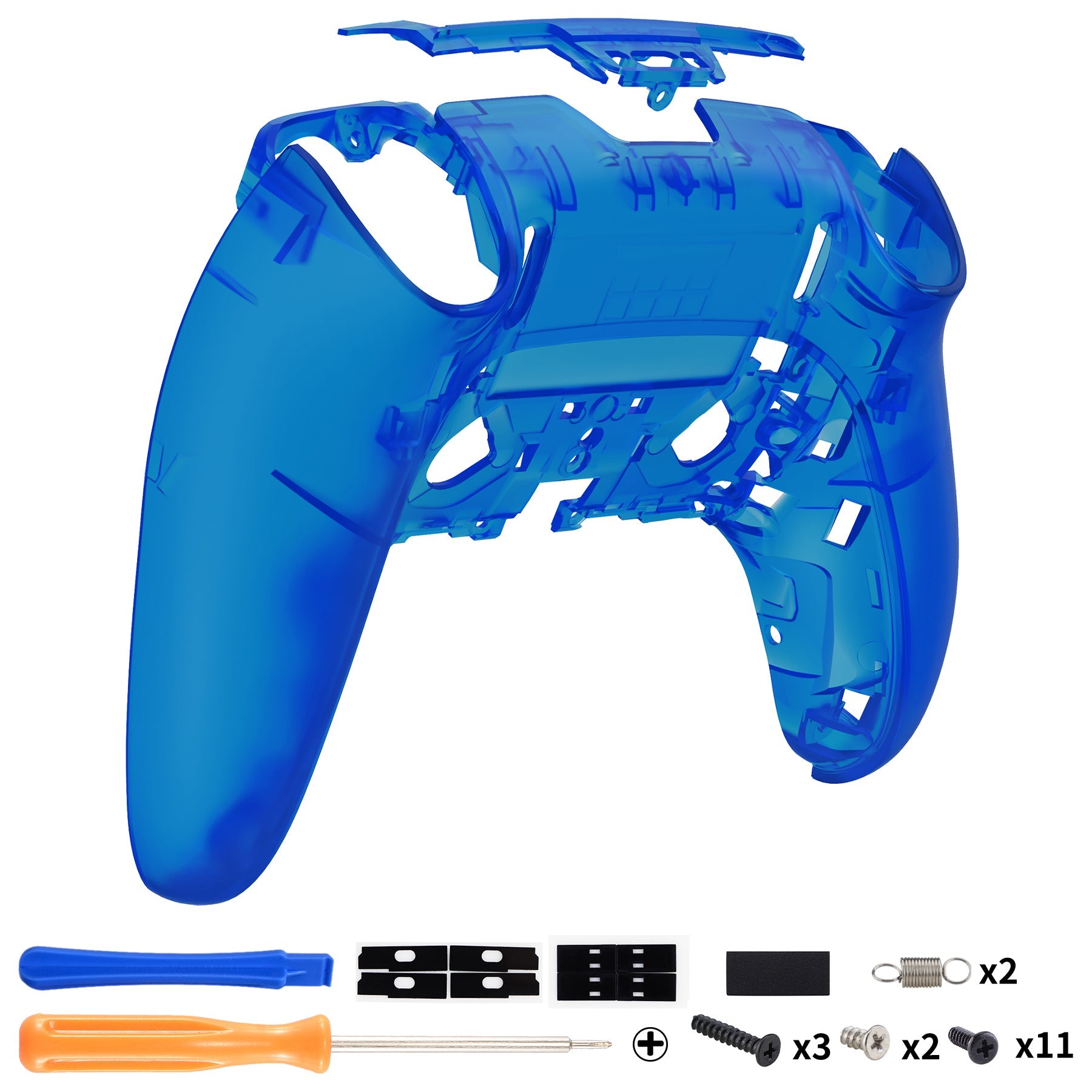 eXtremeRate Replacement Back Housing Bottom Shell Compatible with PS5 Edge Controller - Clear Blue eXtremeRate