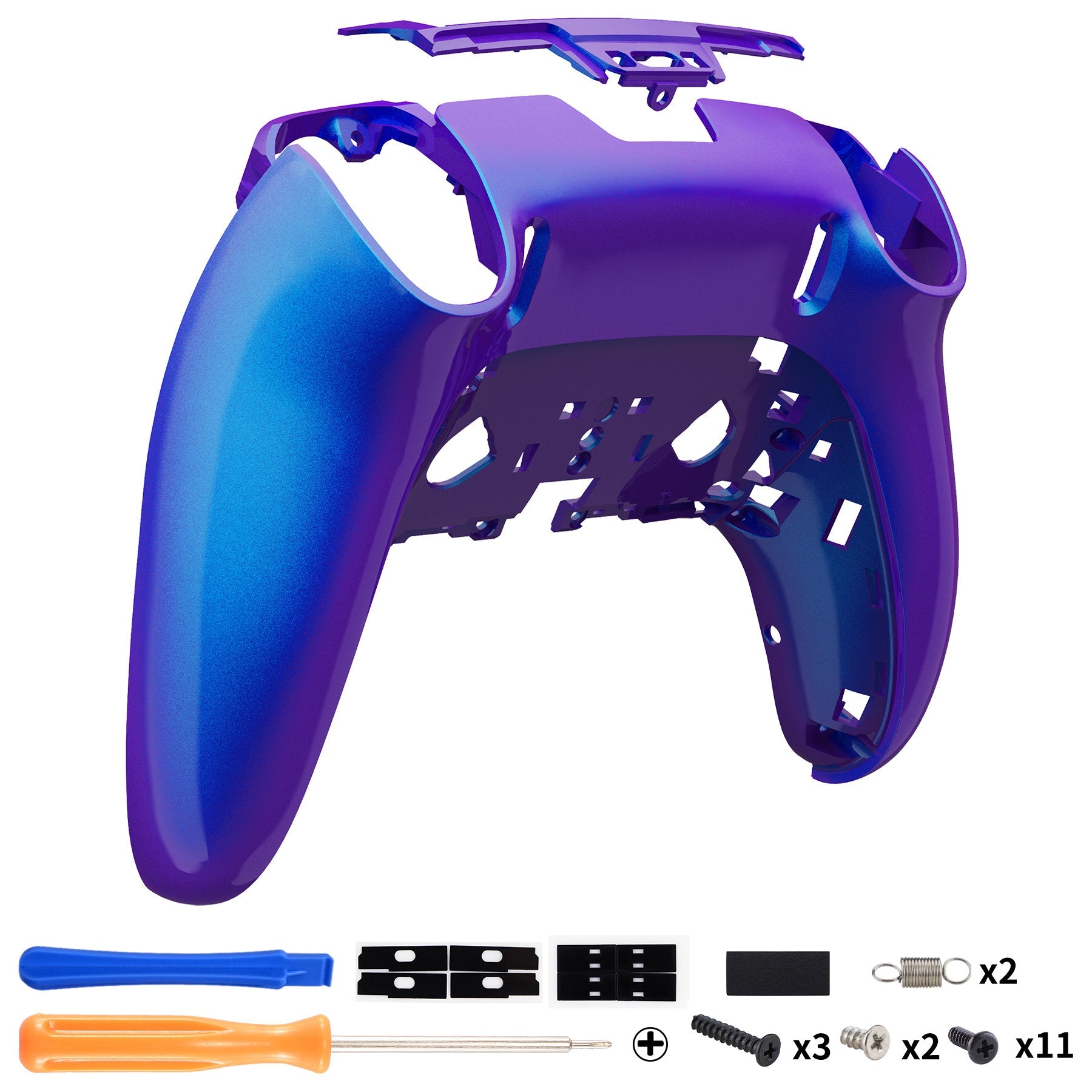 eXtremeRate Replacement Back Housing Bottom Shell Compatible with PS5 Edge Controller - Chameleon Purple Blue eXtremeRate