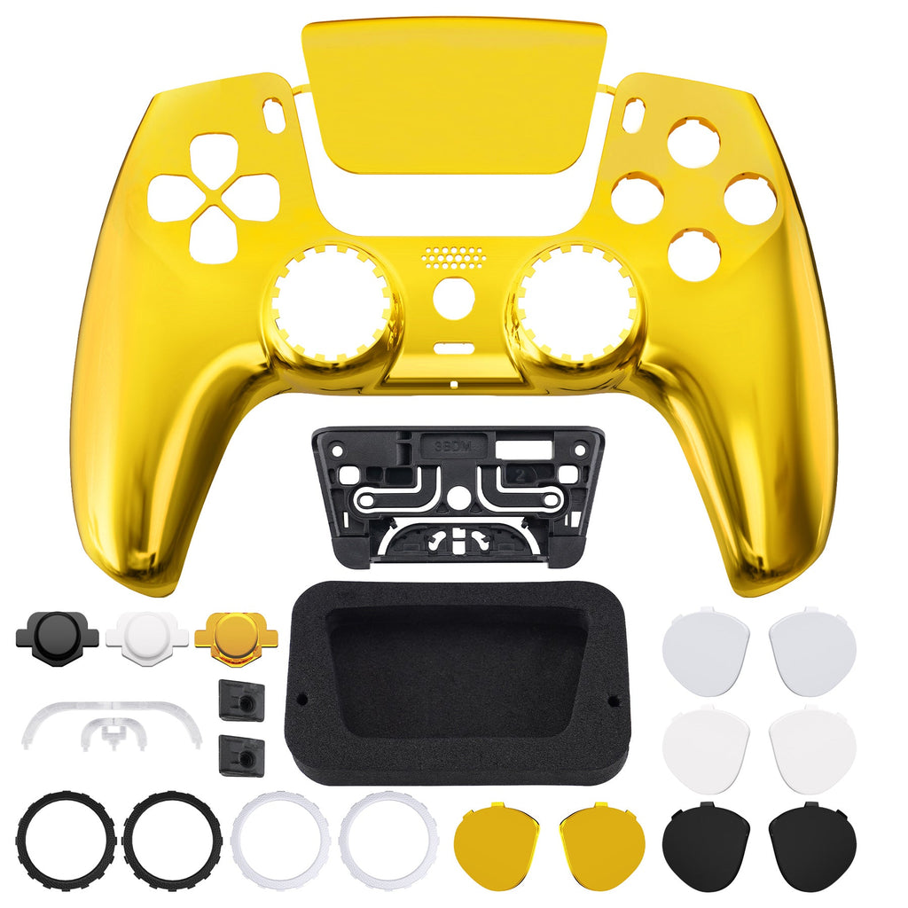 eXtremeRate LUNA Redesigned Replacement Front Shell with Touchpad Compatible with PS5 Controller BDM-010/020/030/040/050/060 - Chrome Gold eXtremeRate
