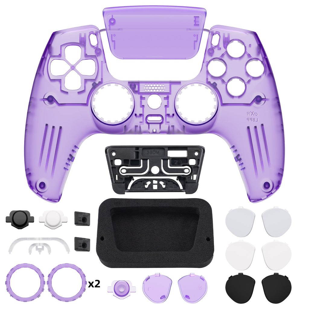 eXtremeRate LUNA Redesigned Replacement Front Shell with Touchpad Compatible with PS5 Controller BDM-010/020/030/040/050 - Clear Atomic Purple eXtremeRate