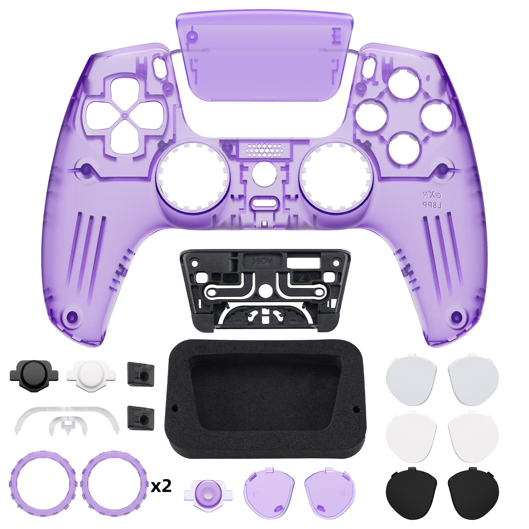 eXtremeRate LUNA Redesigned Replacement Front Shell with Touchpad Compatible with PS5 Controller BDM-010/020/030/040/050 - Clear Atomic Purple eXtremeRate