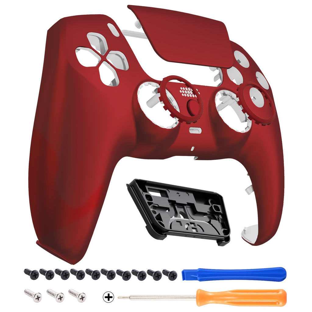 eXtremeRate LUNA Redesigned Replacement Front Shell with Touchpad Compatible with PS5 Controller BDM-010/020/030/040/050 - Scarlet Red eXtremeRate