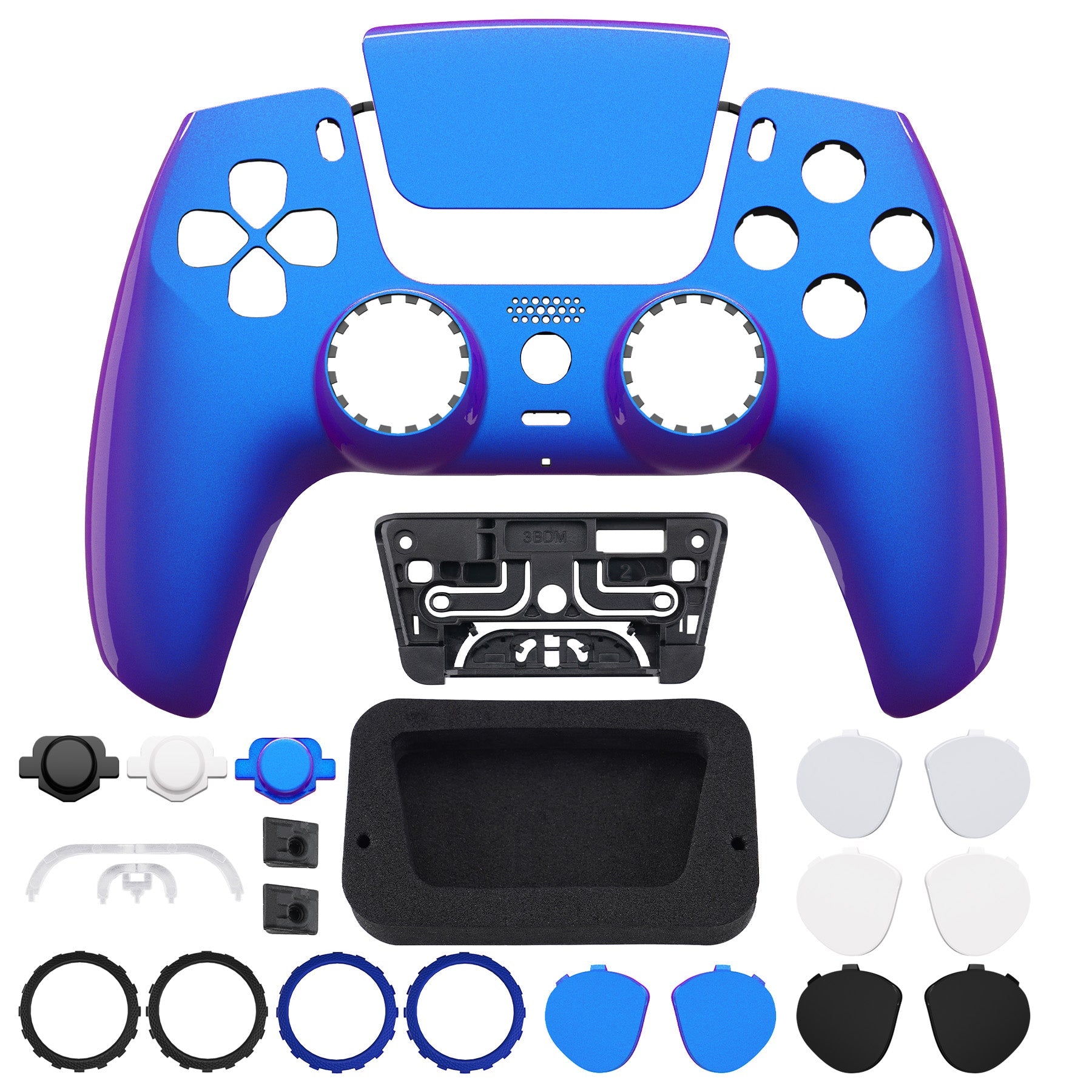 eXtremeRate LUNA Redesigned Replacement Front Shell with Touchpad Compatible with PS5 Controller BDM-010/020/030/040/050 - Chameleon Purple Blue eXtremeRate