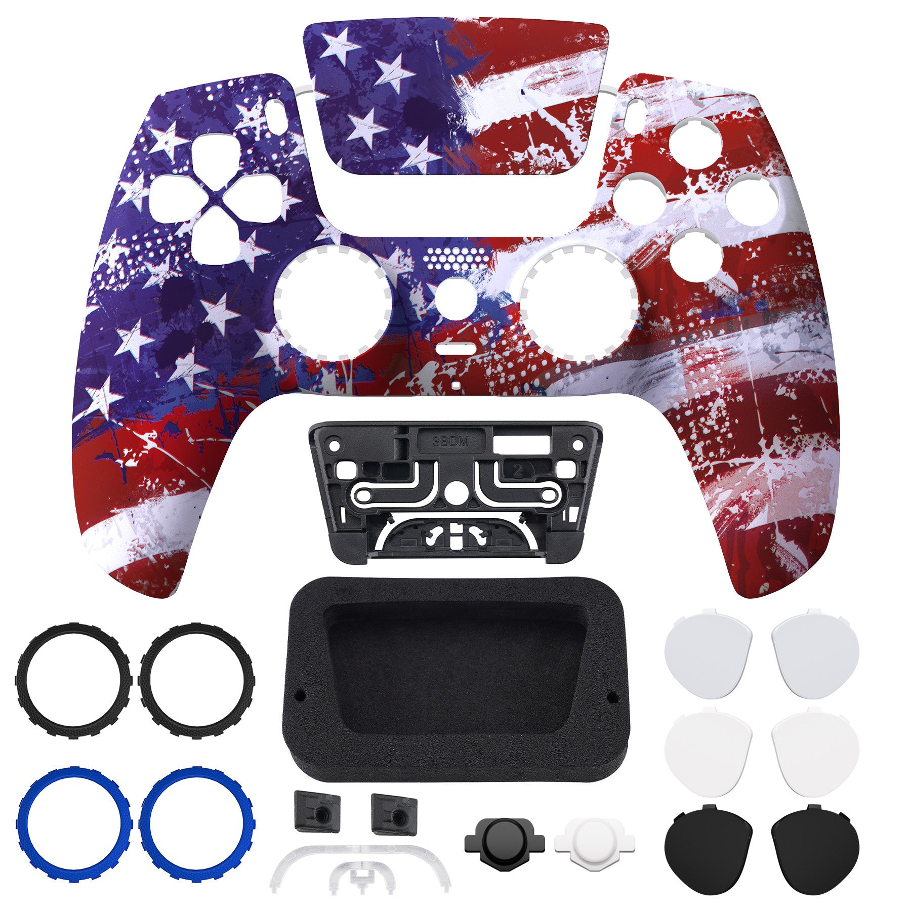 eXtremeRate LUNA Redesigned Replacement Front Shell with Touchpad Compatible with PS5 Controller BDM-010/020/030/040/050 - Impression US Flag eXtremeRate