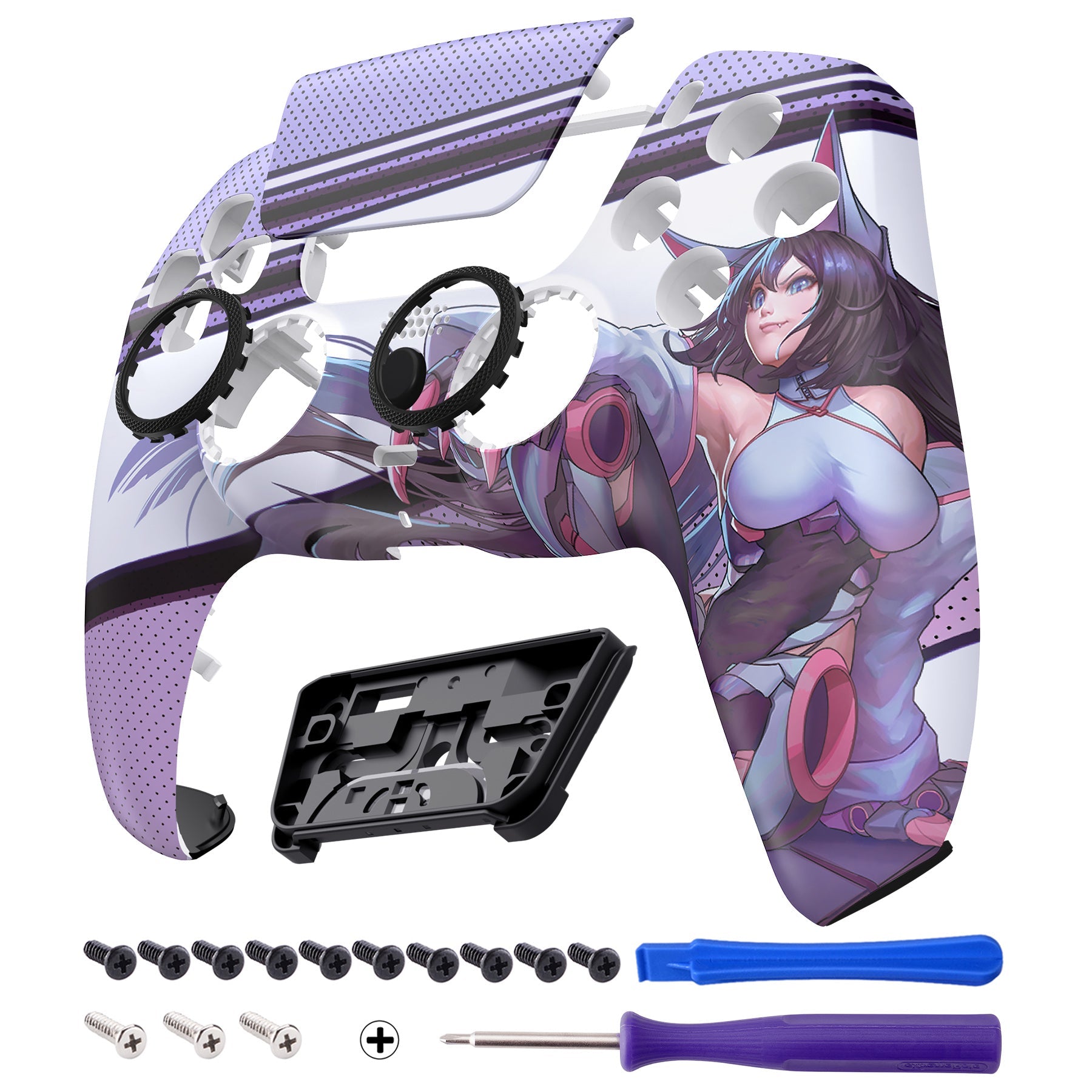 eXtremeRate LUNA Redesigned Replacement Front Shell with Touchpad Compatible with PS5 Controller BDM-010/020/030/040/050/060 - Neko Mecha eXtremeRate