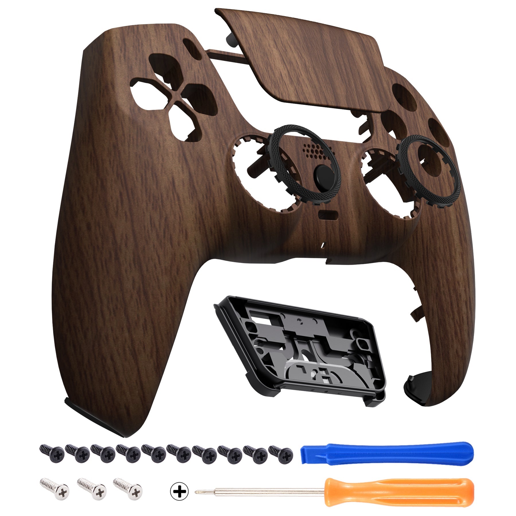 eXtremeRate LUNA Redesigned Replacement Front Shell with Touchpad Compatible with PS5 Controller BDM-010/020/030/040/050/060 - Wood Grain eXtremeRate
