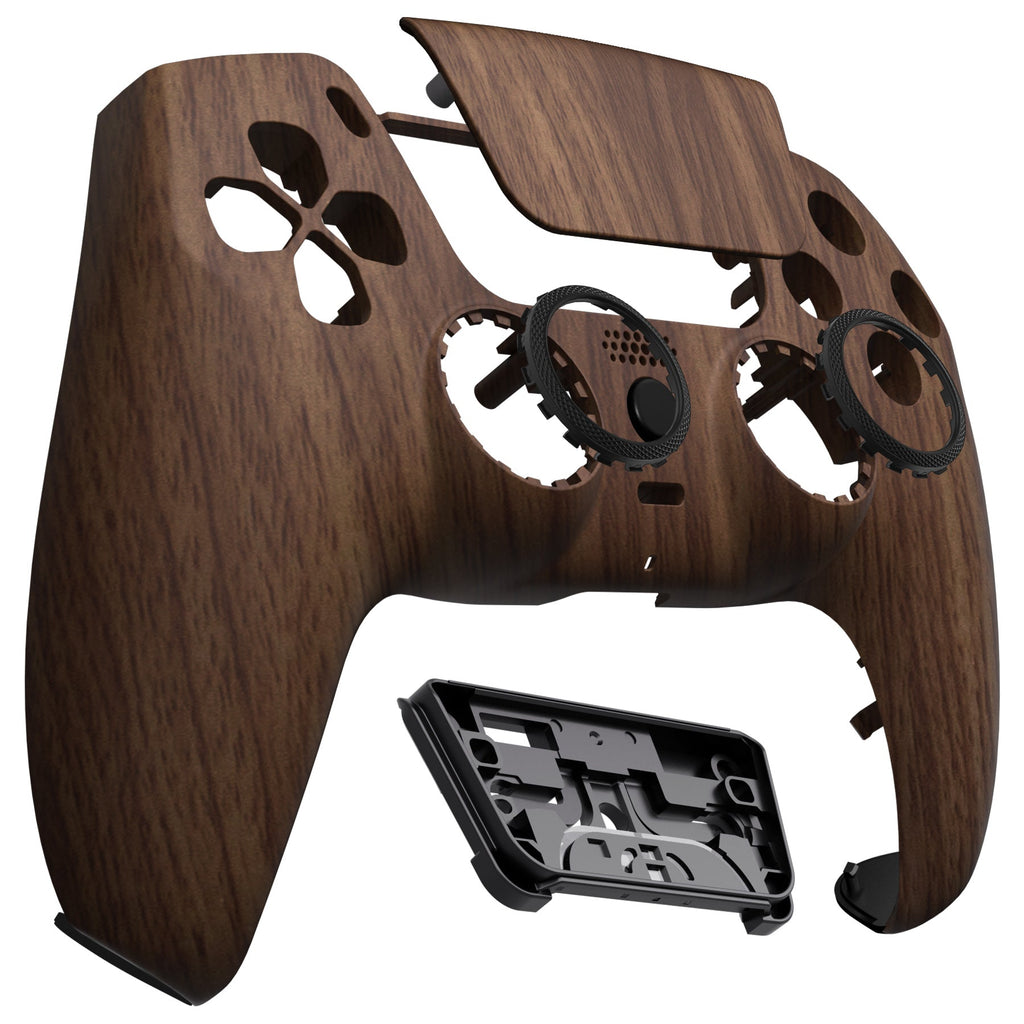 eXtremeRate LUNA Redesigned Replacement Front Shell with Touchpad Compatible with PS5 Controller BDM-010/020/030/040/050/060 - Wood Grain eXtremeRate