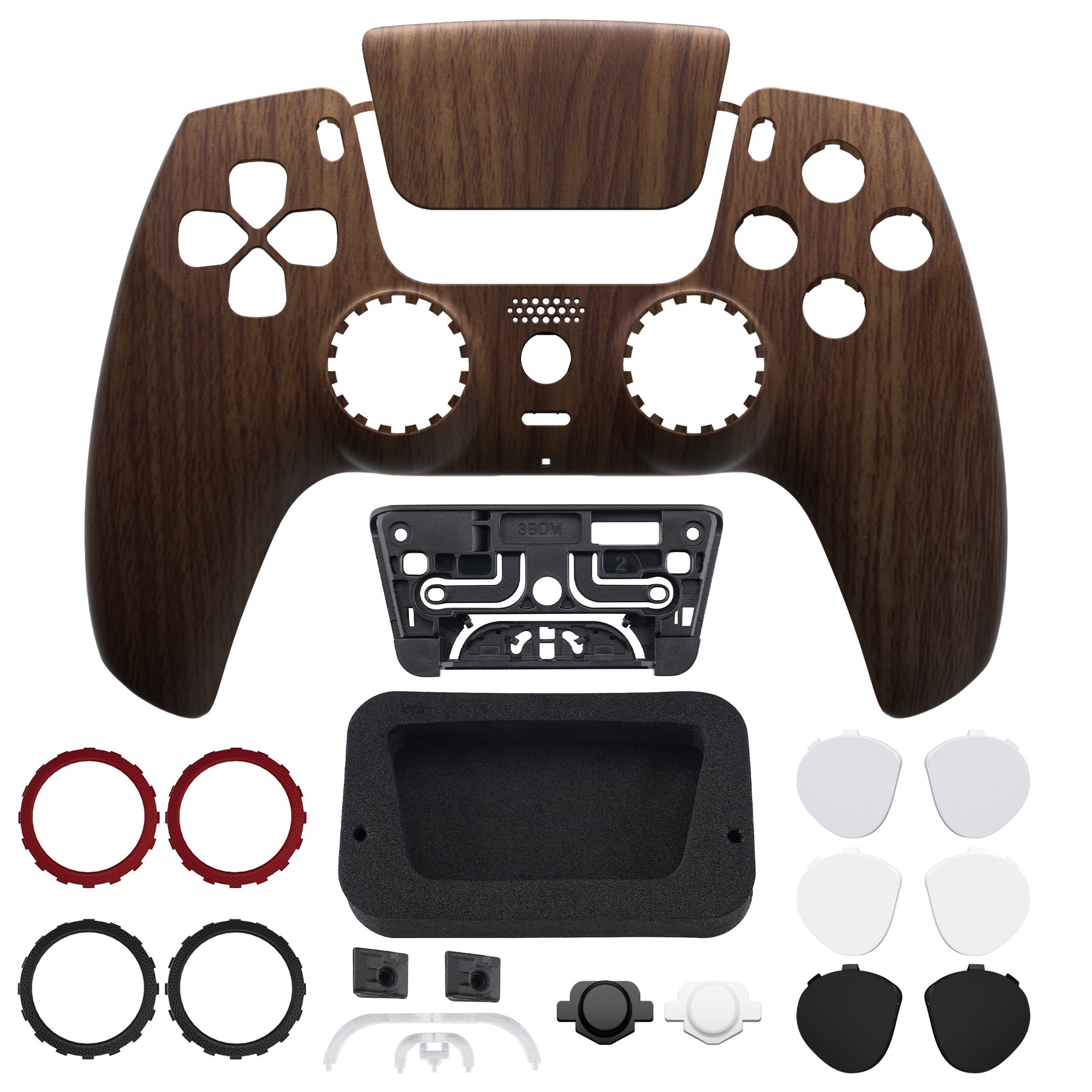 eXtremeRate LUNA Redesigned Replacement Front Shell with Touchpad Compatible with PS5 Controller BDM-010/020/030/040/050/060 - Wood Grain eXtremeRate