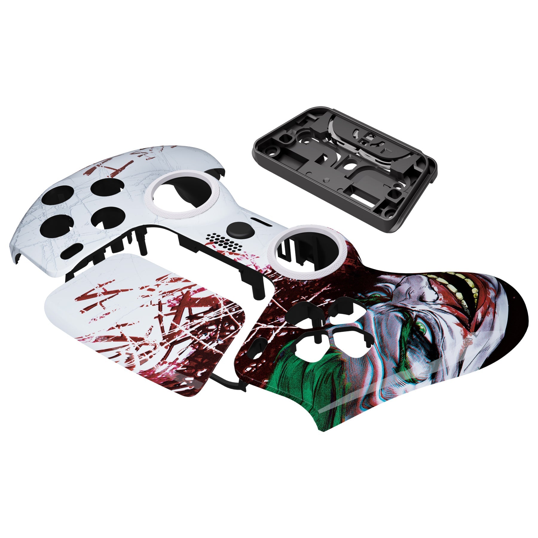 eXtremeRate LUNA Redesigned Replacement Front Shell with Touchpad Compatible with PS5 Controller BDM-010/020/030/040/050/060 - Clown HAHAHA eXtremeRate