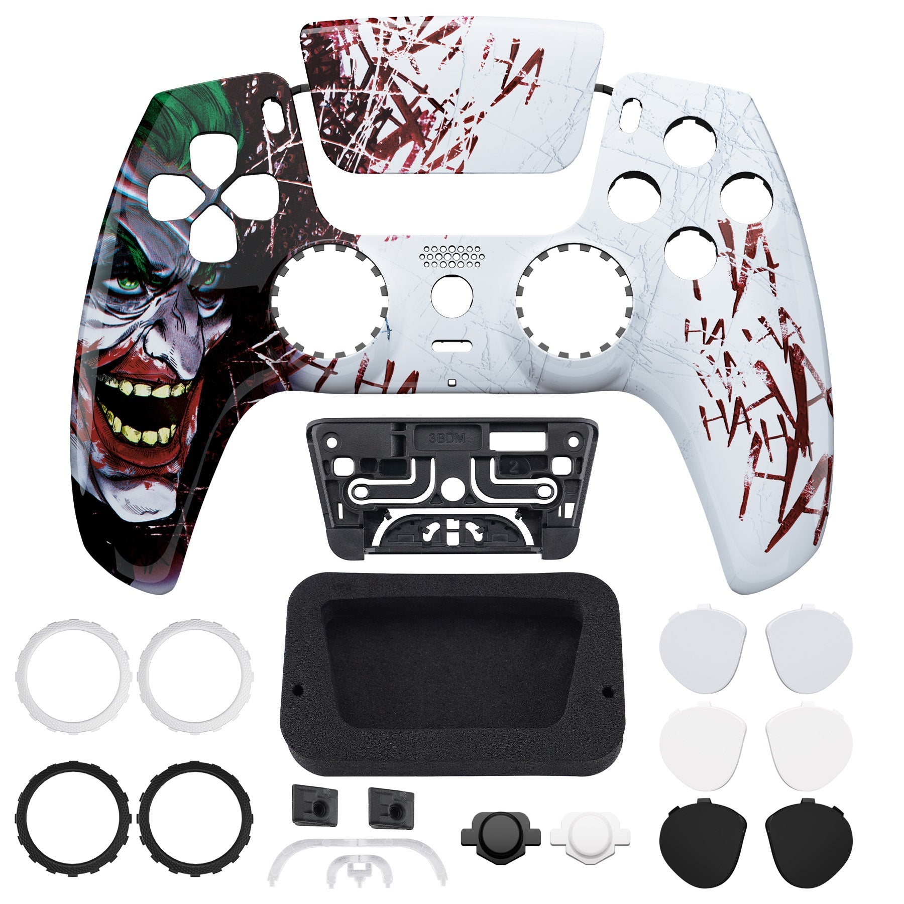 eXtremeRate LUNA Redesigned Replacement Front Shell with Touchpad Compatible with PS5 Controller BDM-010/020/030/040/050/060 - Clown HAHAHA eXtremeRate