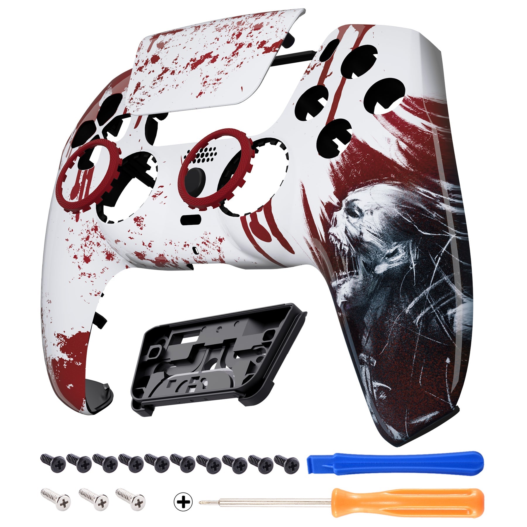eXtremeRate LUNA Redesigned Replacement Front Shell with Touchpad Compatible with PS5 Controller BDM-010/020/030/040/050/060 - Blood Zombie eXtremeRate