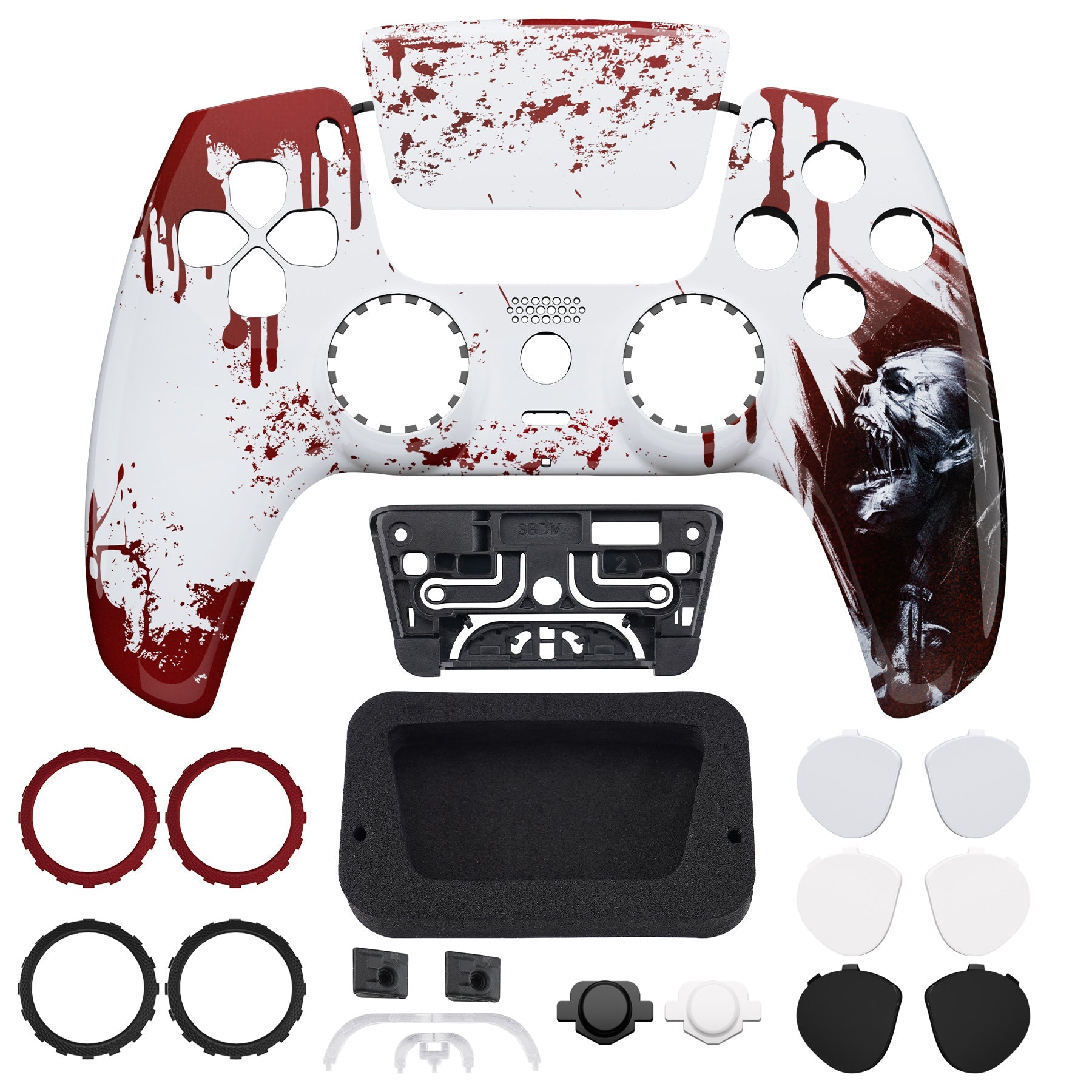 eXtremeRate LUNA Redesigned Replacement Front Shell with Touchpad Compatible with PS5 Controller BDM-010/020/030/040/050/060 - Blood Zombie eXtremeRate