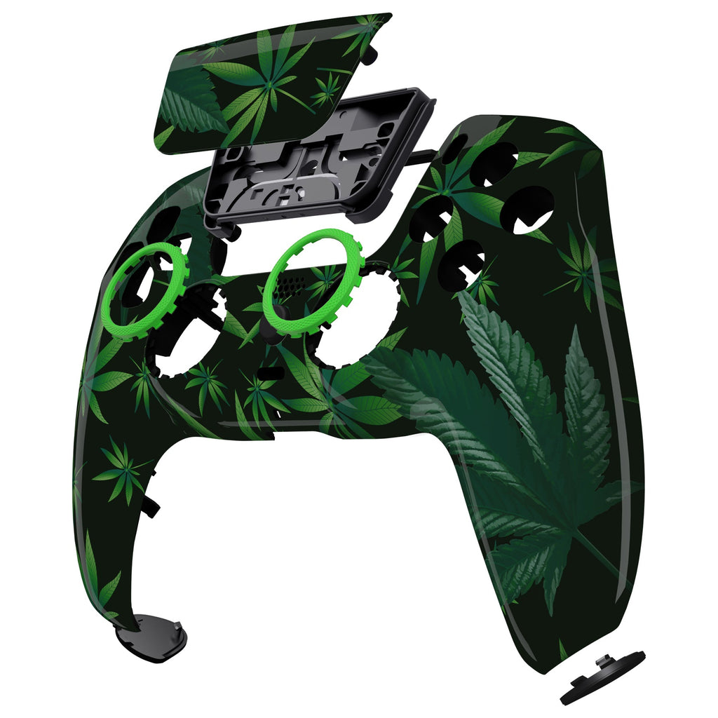 eXtremeRate LUNA Redesigned Replacement Front Shell with Touchpad Compatible with PS5 Controller BDM-010/020/030/040/050 - Green Weeds eXtremeRate