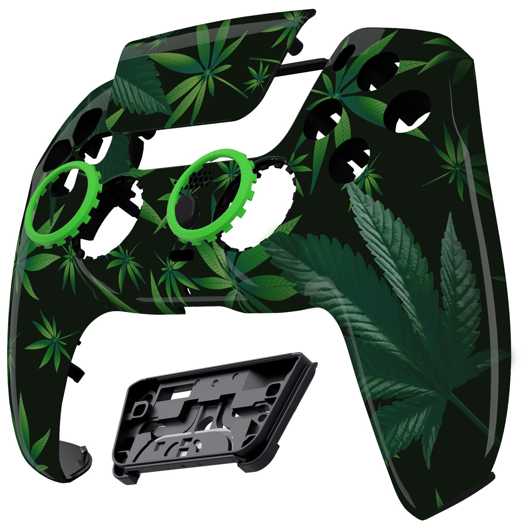 eXtremeRate LUNA Redesigned Replacement Front Shell with Touchpad Compatible with PS5 Controller BDM-010/020/030/040/050 - Green Weeds eXtremeRate