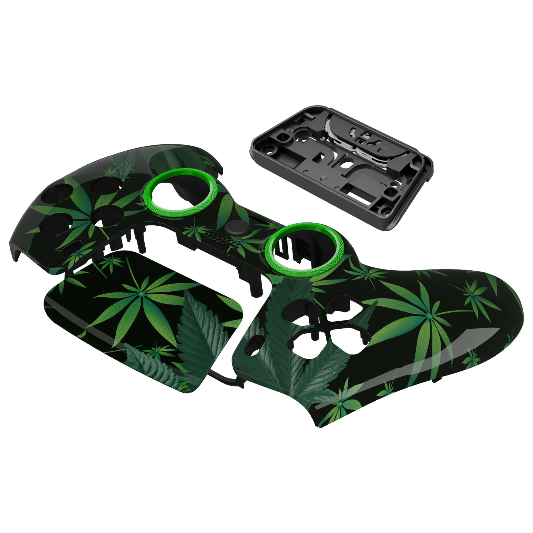 eXtremeRate LUNA Redesigned Replacement Front Shell with Touchpad Compatible with PS5 Controller BDM-010/020/030/040/050/060 - Green Weeds eXtremeRate