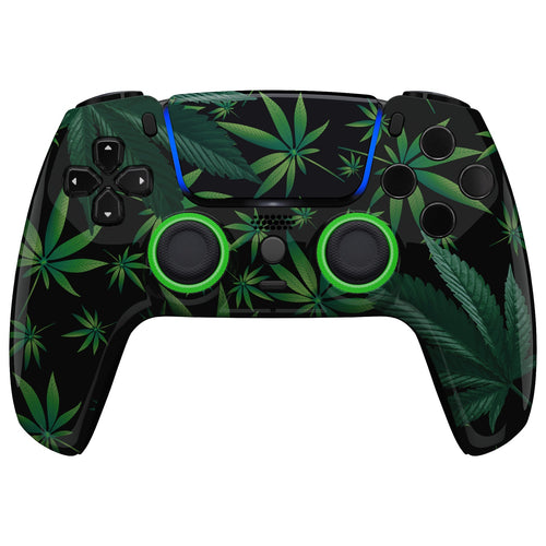eXtremeRate LUNA Redesigned Replacement Front Shell with Touchpad Compatible with PS5 Controller BDM-010/020/030/040/050/060 - Green Weeds eXtremeRate