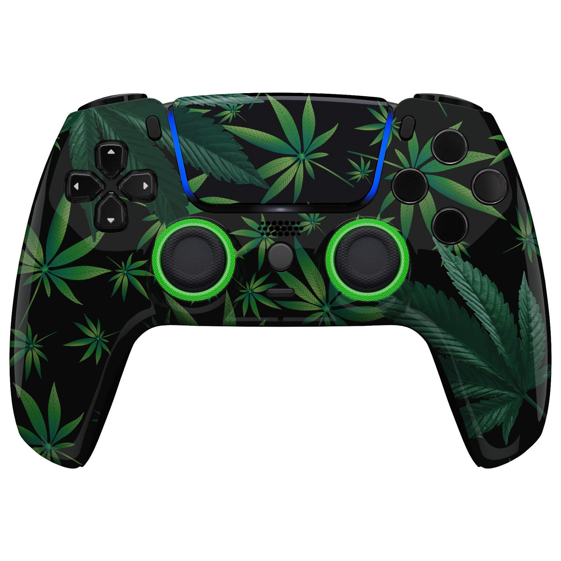 eXtremeRate LUNA Redesigned Replacement Front Shell with Touchpad Compatible with PS5 Controller BDM-010/020/030/040/050 - Green Weeds eXtremeRate