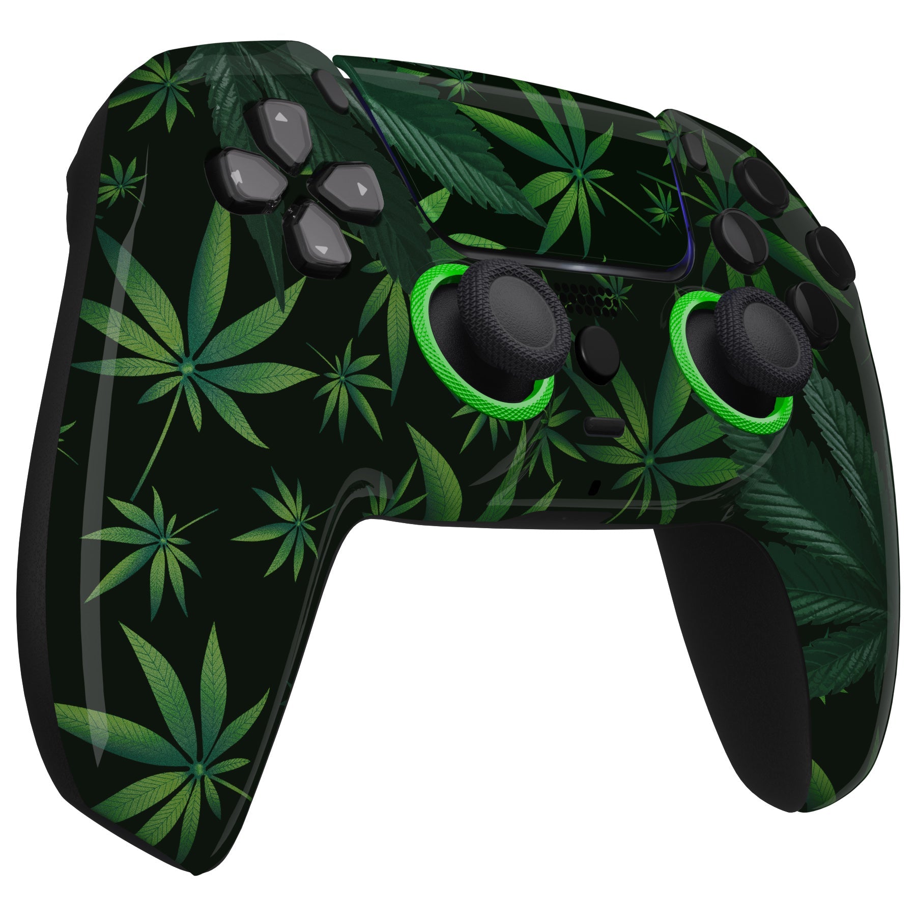 eXtremeRate LUNA Redesigned Replacement Front Shell with Touchpad Compatible with PS5 Controller BDM-010/020/030/040/050/060 - Green Weeds eXtremeRate