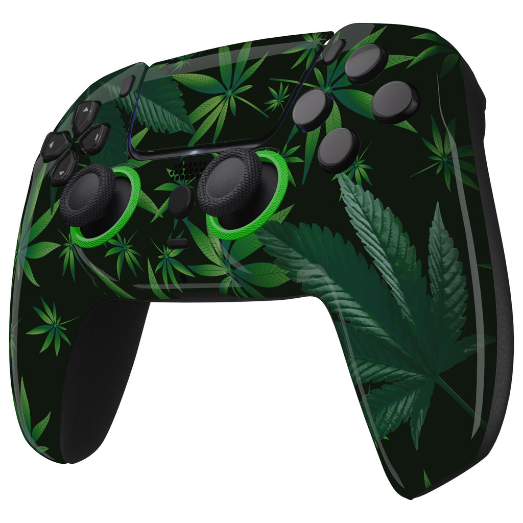 eXtremeRate LUNA Redesigned Replacement Front Shell with Touchpad Compatible with PS5 Controller BDM-010/020/030/040/050 - Green Weeds eXtremeRate