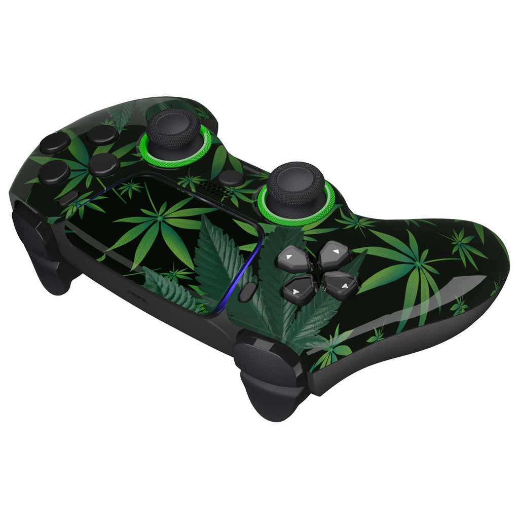 eXtremeRate LUNA Redesigned Replacement Front Shell with Touchpad Compatible with PS5 Controller BDM-010/020/030/040/050 - Green Weeds eXtremeRate