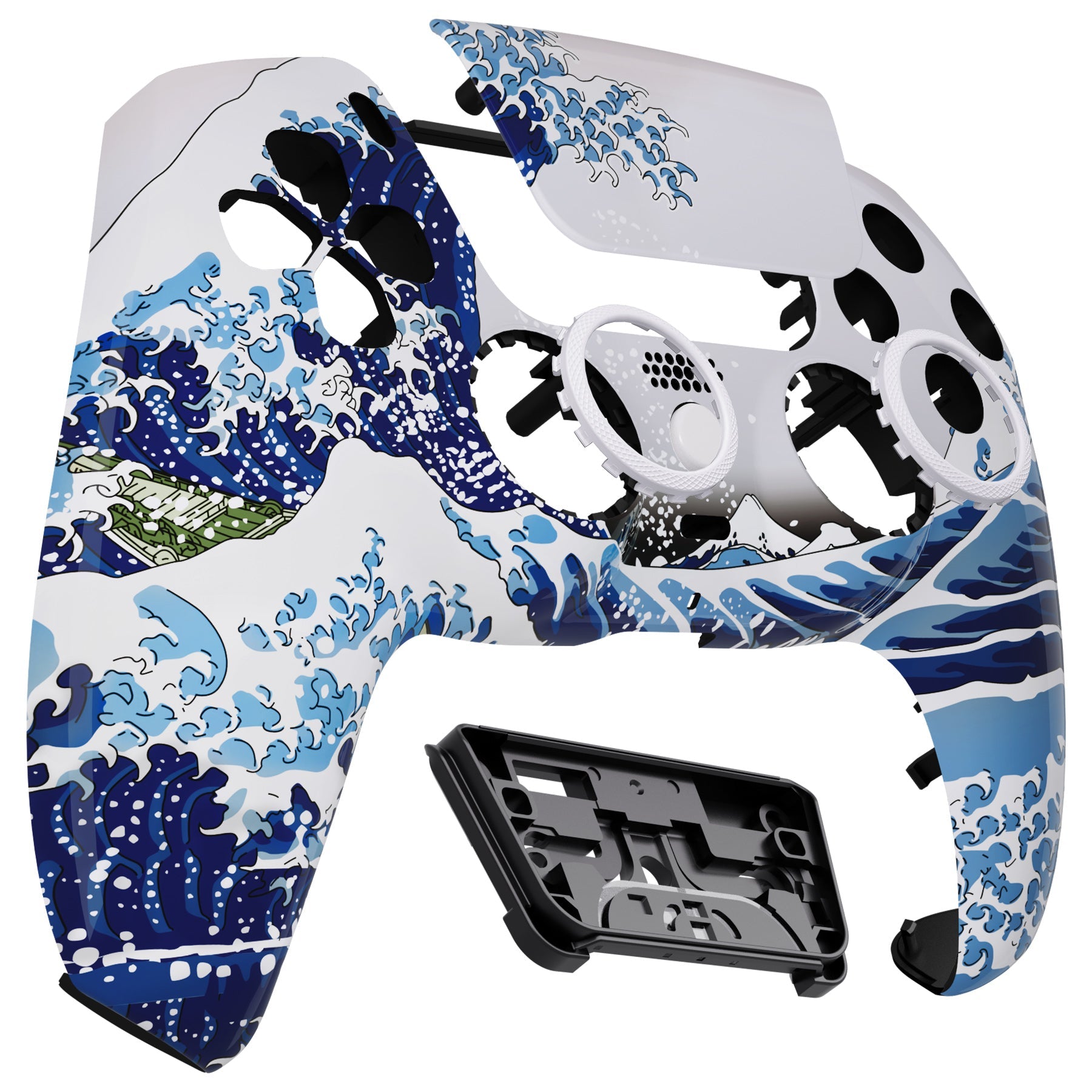 eXtremeRate LUNA Redesigned Replacement Front Shell with Touchpad Compatible with PS5 Controller BDM-010/020/030/040/050/060 - The Great Wave eXtremeRate