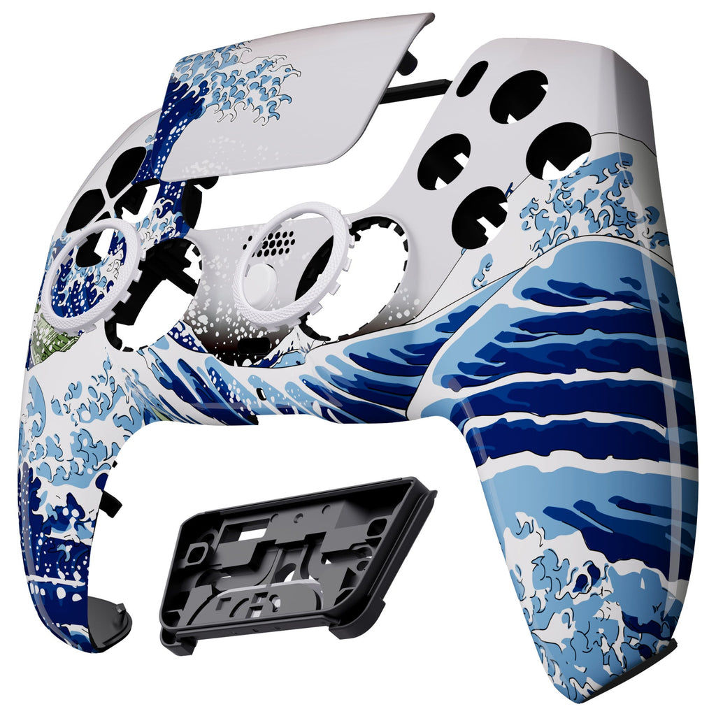 eXtremeRate LUNA Redesigned Replacement Front Shell with Touchpad Compatible with PS5 Controller BDM-010/020/030/040/050/060 - The Great Wave eXtremeRate