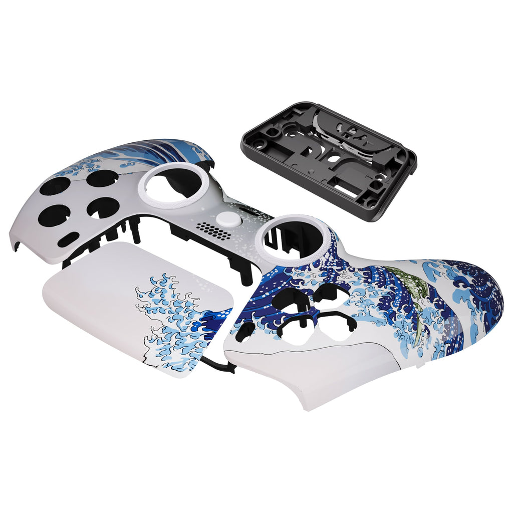 eXtremeRate LUNA Redesigned Replacement Front Shell with Touchpad Compatible with PS5 Controller BDM-010/020/030/040/050/060 - The Great Wave eXtremeRate