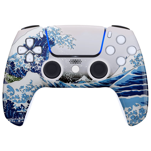 eXtremeRate LUNA Redesigned Replacement Front Shell with Touchpad Compatible with PS5 Controller BDM-010/020/030/040/050/060 - The Great Wave eXtremeRate