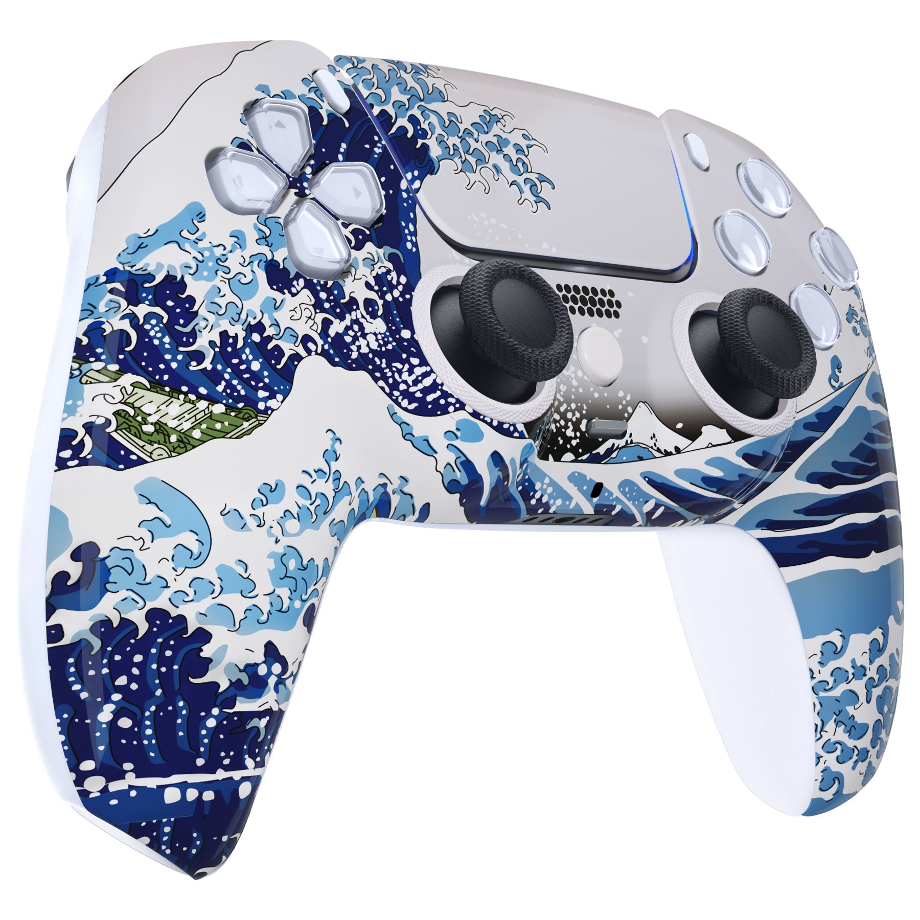 eXtremeRate LUNA Redesigned Replacement Front Shell with Touchpad Compatible with PS5 Controller BDM-010/020/030/040/050/060 - The Great Wave eXtremeRate