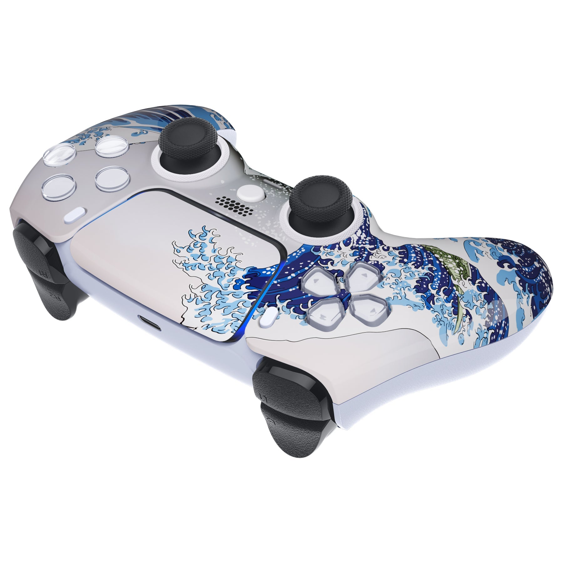 eXtremeRate LUNA Redesigned Replacement Front Shell with Touchpad Compatible with PS5 Controller BDM-010/020/030/040/050/060 - The Great Wave eXtremeRate