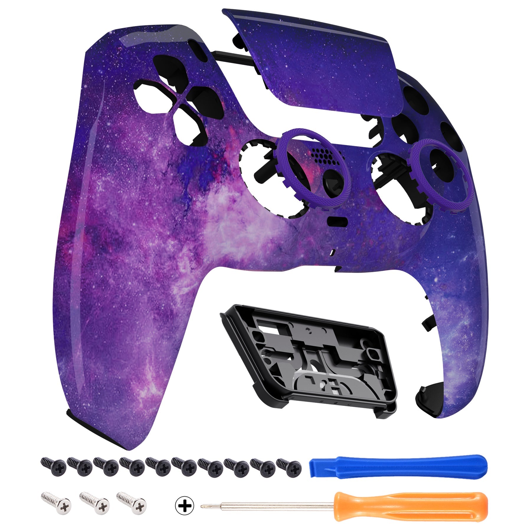 eXtremeRate LUNA Redesigned Replacement Front Shell with Touchpad Compatible with PS5 Controller BDM-010/020/030/040/050 - Nebula Galaxy eXtremeRate