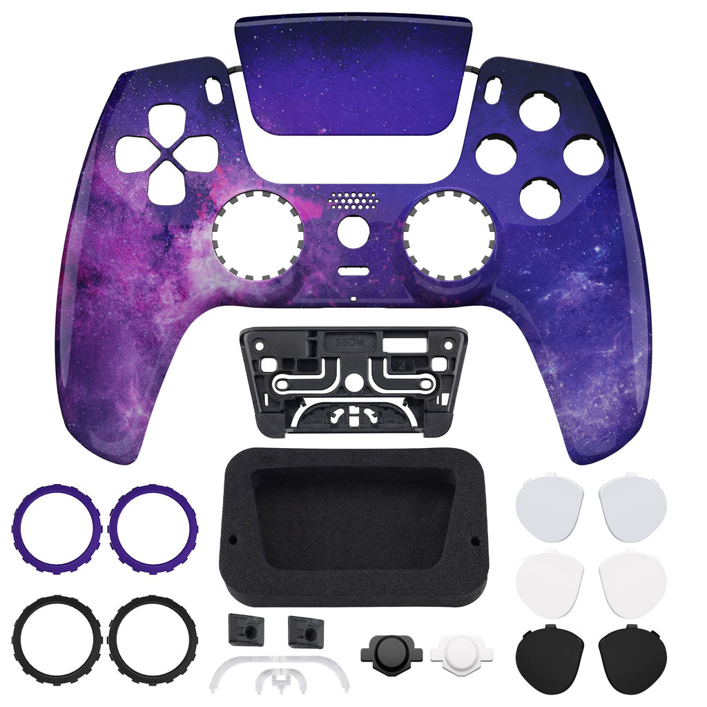 eXtremeRate LUNA Redesigned Replacement Front Shell with Touchpad Compatible with PS5 Controller BDM-010/020/030/040/050 - Nebula Galaxy eXtremeRate