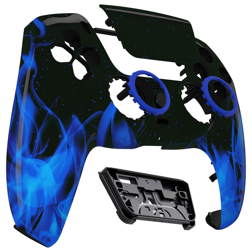 eXtremeRate LUNA Redesigned Replacement Front Shell with Touchpad Compatible with PS5 Controller BDM-010/020/030/040/050/060 - Blue Flame eXtremeRate