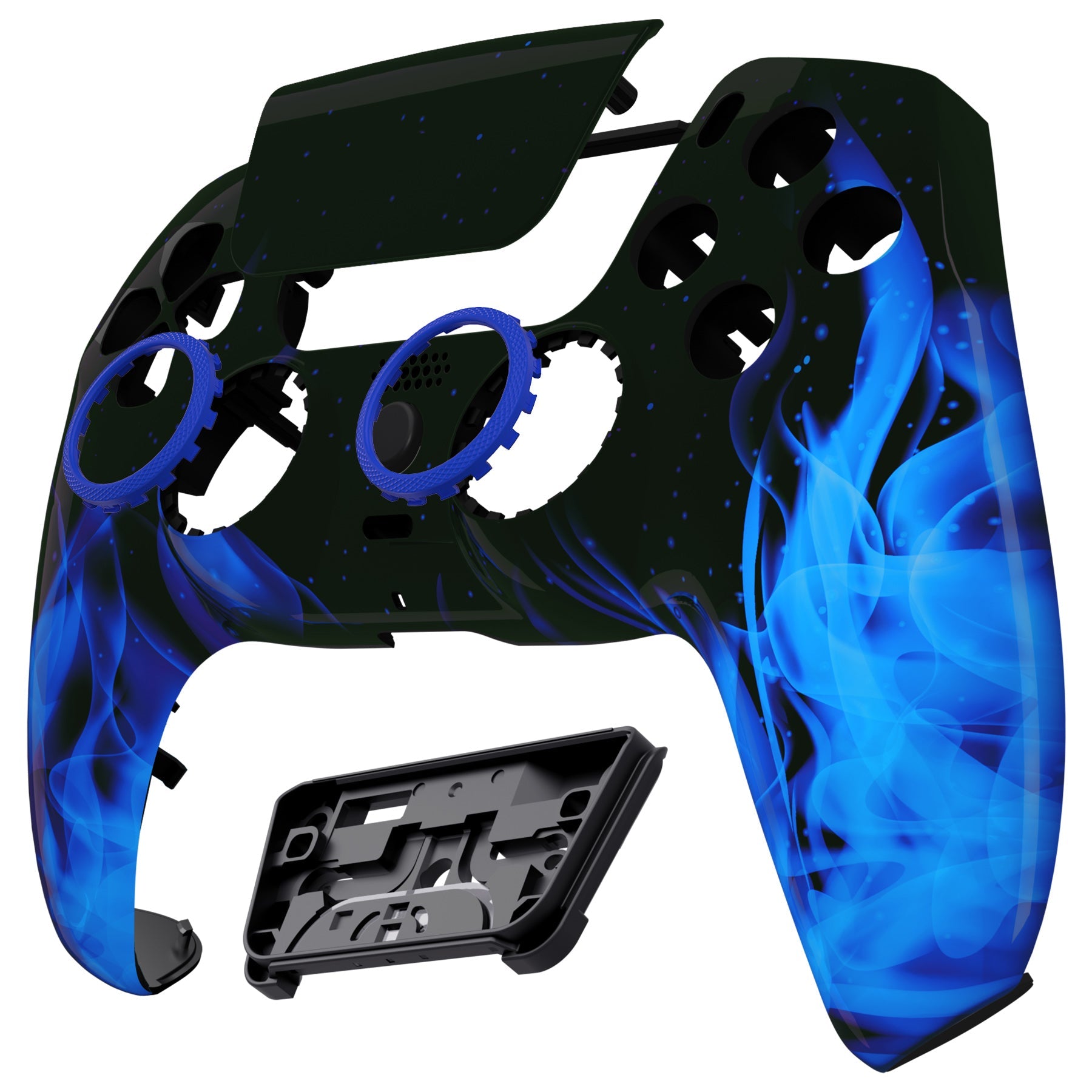 eXtremeRate LUNA Redesigned Replacement Front Shell with Touchpad Compatible with PS5 Controller BDM-010/020/030/040/050/060 - Blue Flame eXtremeRate