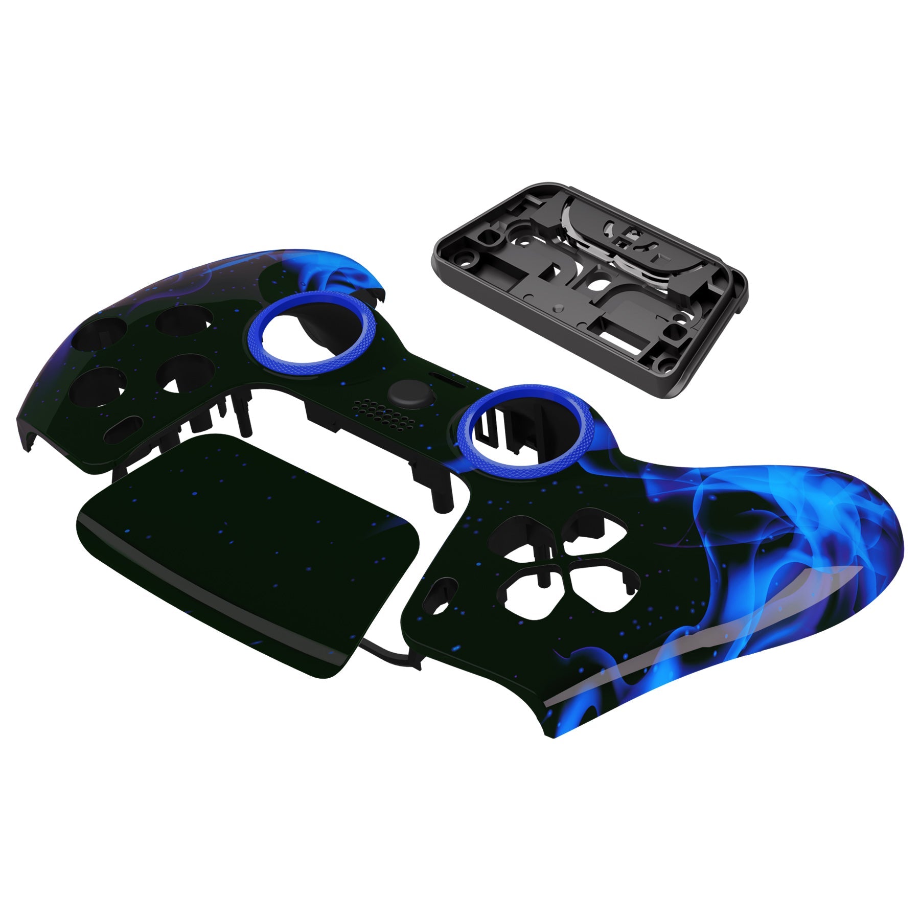 eXtremeRate LUNA Redesigned Replacement Front Shell with Touchpad Compatible with PS5 Controller BDM-010/020/030/040/050/060 - Blue Flame eXtremeRate